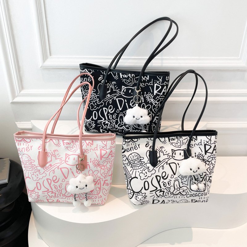 Fashion Collection Niche Design Graffiti Canvas Tote Bag – Women’s Casual Shoulder Bag