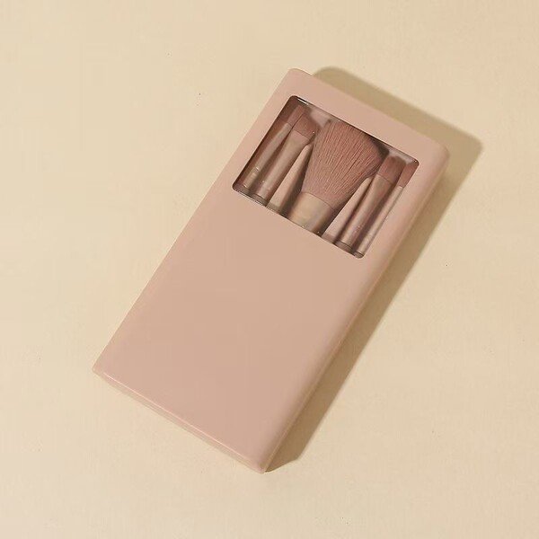 Fashion Collection 5-Piece Travel Makeup Brush Set with Mirror - Image 3