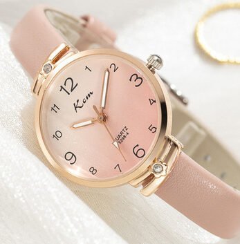 Fashion Collection Card Mystery Ins-Style Student Watch – Simple Gradient Thin Strap Waterproof Quartz Watch for Girls