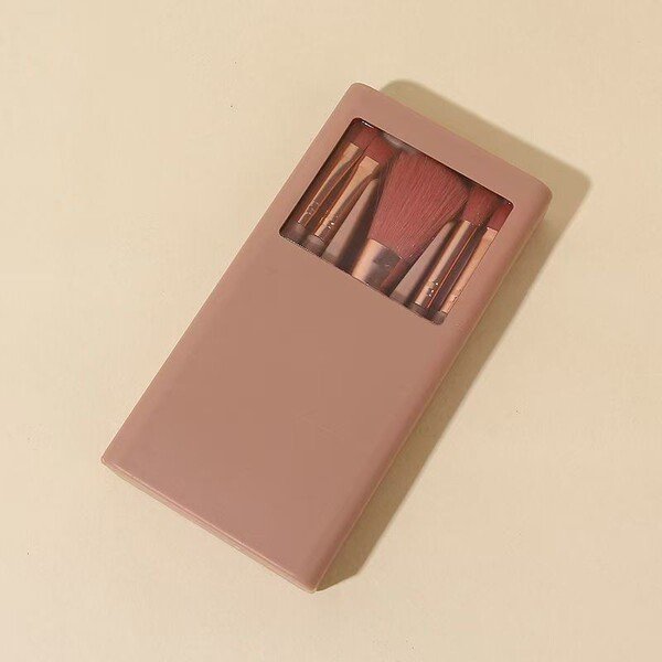 Fashion Collection 5-Piece Travel Makeup Brush Set with Mirror - Image 2