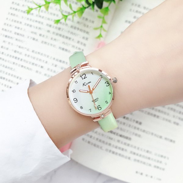Fashion Collection Card Mystery Ins-Style Student Watch – Simple Gradient Thin Strap Waterproof Quartz Watch for Girls - Image 3