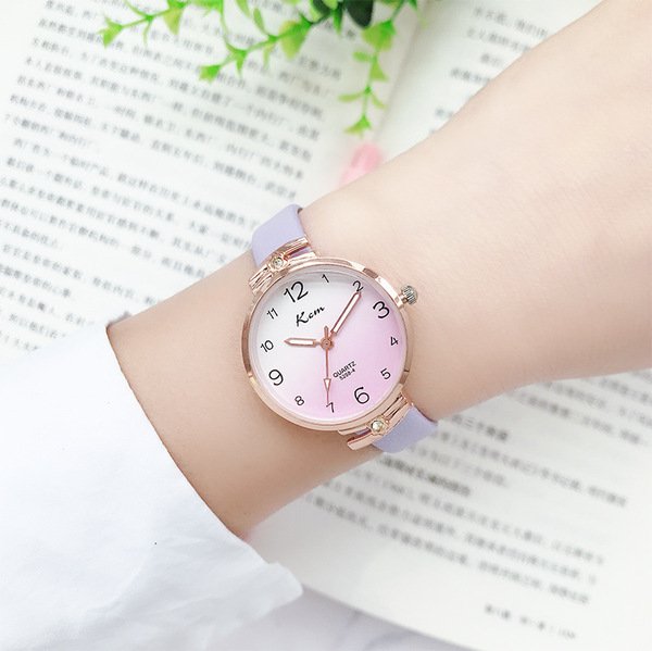 Fashion Collection Card Mystery Ins-Style Student Watch – Simple Gradient Thin Strap Waterproof Quartz Watch for Girls - Image 4